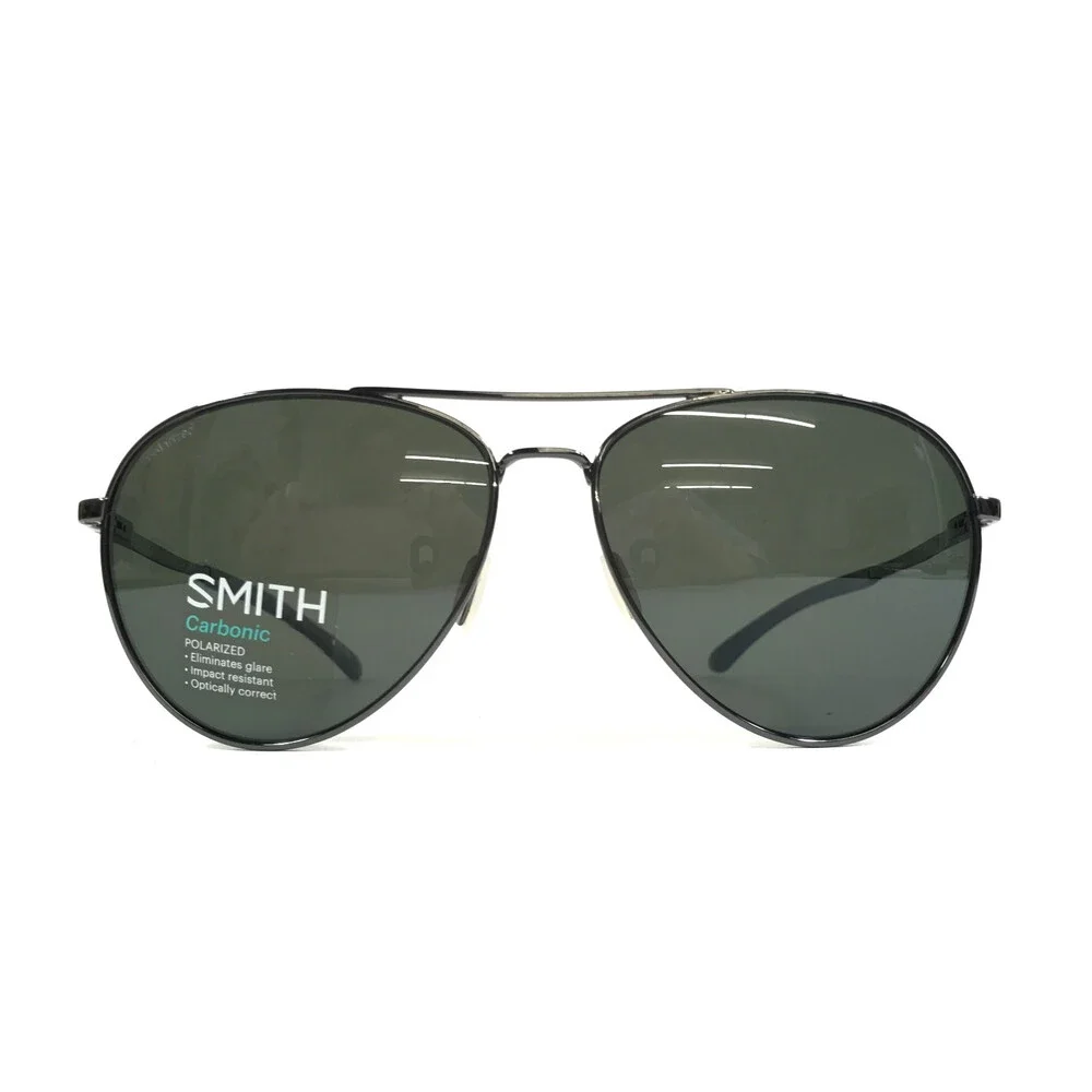 Smith Sunglasses Layback KJ1 X5 Gunmetal Frames with Dark Green Polarized Lenses